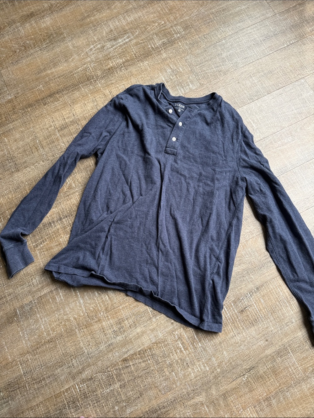 J. Crew Men's Long-Sleeve Henley Shirt in Dark Navy